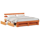 vidaXL Ágykeret fejtámlával Viaszbarna 200 x 200 cm Tömör fenyőfa