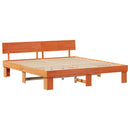 vidaXL Ágykeret fejtámlával Viaszbarna 200 x 200 cm Tömör fenyőfa