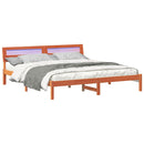 vidaXL Ágykeret LED -es lámpákkal Barna 200 x 200 cm Tömör fa