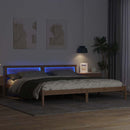 vidaXL Ágykeret LED -es lámpákkal Barna 200 x 200 cm Tömör fenyőfa