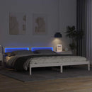 vidaXL Ágykeret LED -es lámpákkal Fehér 200 x 200 cm Tömör fenyőfa
