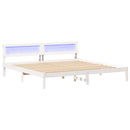 vidaXL Ágykeret LED -es lámpákkal Fehér 200 x 200 cm Tömör fenyőfa