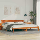 vidaXL Ágykeret fejtámlával Viaszbarna 200 x 200 cm Tömör fenyőfa