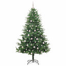 vidaXL Mesterséges, elővilágított karácsonyfa labdákkal Zöld 210 cm