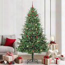 vidaXL Mesterséges, elővilágított karácsonyfa labdákkal Zöld 210 cm