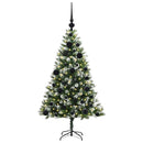 vidaXL Műanyag csuklós karácsonyfa bolyhos hóval Zöld és fehér 120 cm