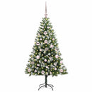 vidaXL Műanyag csuklós karácsonyfa bolyhos hóval Zöld és fehér 120 cm