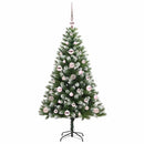 vidaXL Műanyag csuklós karácsonyfa bolyhos hóval Zöld és fehér 120 cm