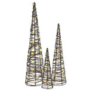 vidaXL Karácsonyfa 90 LED-del 3 pcs Meleg fehér 20 x 20 x 80 cm Rattan