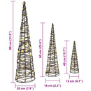 vidaXL Karácsonyfa 90 LED-del 3 pcs Meleg fehér 20 x 20 x 80 cm Rattan