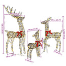 vidaXL Rénszarvas család 3 pcs Meleg fehér 67 x 26 x 127 cm Rattan