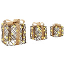 vidaXL Ajándékdoboz 3 pcs Meleg fehér 20 x 20 x 20 cm Rattan