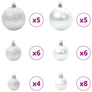 vidaXL Karácsonyi Díszgömb Készlet 150 LED-del 61 pcs Ezüst Műanyag