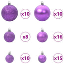 vidaXL Karácsonyi Díszgömb Készlet 300 LED-del 120 pcs Lila Műanyag