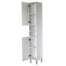 Bianca Plus 30 magas szekrény 2 ajtóval, nyitott, magasfényű fehér színben, univerzális