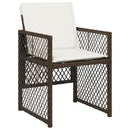 vidaXL 5 Darabos Kerti Étkezőgarnitúra Párnákkal Barna Poli Rattan, vidaXL Kerti Asztal Fekete 80x80x73 cm Edzett Üveg