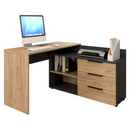Sarok számítógépasztal, grafit/artisan tölgy, KLAUDIUS TYP 9