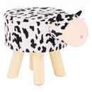 Puff kistehén alakban, Velvet anyag fehér/fekete/natúr, MOLLY