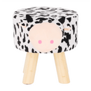 Puff kistehén alakban, Velvet anyag fehér/fekete/natúr, MOLLY