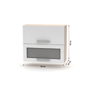 Billenő felsőszekrény üveggel 2DV, tölgy sonoma/fehér, NOVA PLUS NOPL-016-OH