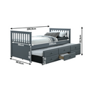 Ágy pótággyal, 90x200, szürke,  AUSTIN NEW