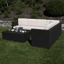 Kerti 3-részes rattanszett, barna/bézs, RODEN