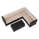 Kerti 3-részes rattanszett, barna/bézs, RODEN