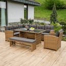 Kerti rattan szett, szürkésbarna/világosbarna, SAGIR