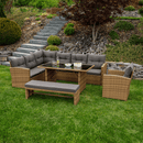 Kerti rattan szett, szürkésbarna/világosbarna, SAGIR