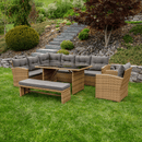 Kerti rattan szett, szürkésbarna/világosbarna, SAGIR