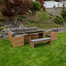 Kerti rattan szett, szürkésbarna/világosbarna, SAGIR