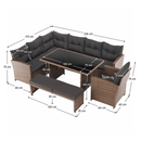 Kerti rattan szett, szürkésbarna/világosbarna, SAGIR