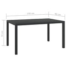 vidaXL fekete alumínium és WPC kerti asztal 150 x 90 x 74 cm