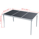 vidaXL fekete acél kerti asztal 150 x 90 x 74 cm