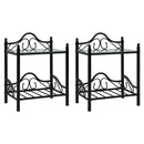 vidaXL 2 db fekete acél/edzett üveg éjjeliszekrény 45 x 30,5 x 60 cm