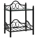 vidaXL 2 db fekete acél/edzett üveg éjjeliszekrény 45 x 30,5 x 60 cm