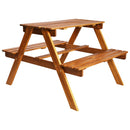vidaXL tömör akácfa gyermek piknikasztal napernyővel 79x90x60 cm