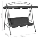 vidaXL átalakítható antracit acél hintaágy tetőponyvával 198x120x205cm