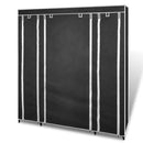vidaXL fekete szövet ruhásszekrény tárolórekeszekkel 45x150x176 cm