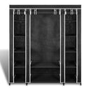 vidaXL fekete szövet ruhásszekrény tárolórekeszekkel 45x150x176 cm