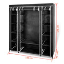 vidaXL fekete szövet ruhásszekrény tárolórekeszekkel 45x150x176 cm