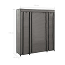 vidaXL szürke szövet ruhásszekrény tárolórekeszekkel 150 x 45 x 176 cm