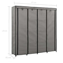 vidaXL szürke ruhásszekrény 4 tárolórekesszel 175 x 45 x 170 cm