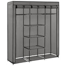 vidaXL szürke szövet ruhaszekrény rekeszekkel és rudakkal 150x45x175cm