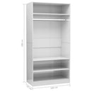 vidaXL magasfényű fehér szerelt fa ruhásszekrény 100 x 50 x 200 cm