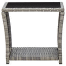 vidaXL szürke polyrattan és üveg dohányzóasztal 45 x 45 x 40 cm