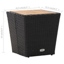 vidaXL fekete polyrattan és tömör akácfa teázóasztal 41,5x41,5x43 cm