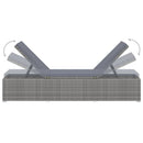 vidaXL szürke polyrattan napozóágy párnával és teázóasztallal