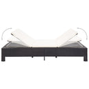 vidaXL fekete polyrattan kétszemélyes napozóágy párnával