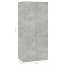 vidaXL betonszürke szerelt fa ruhásszekrény 80 x 52 x 180 cm